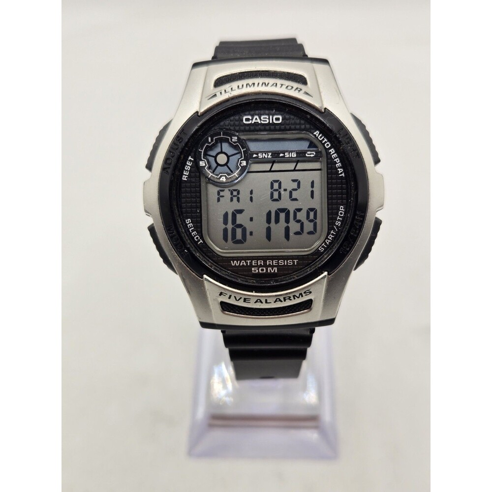 Casio Illuminator Digital W213-1 Black/Silver Watch. New Battery. New Band.